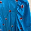 2024 Summer Dress Women Long Maxi Vintage Puff Sleeve Floral Embroidery Blue Loose Dress O-Neck Casual Female Clothing Korean - Image 6