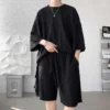 Summer Men's Casual Suits Loose Short Sleeve T-shirt Korean Two Piece Set Oversized Fashion Shorts Male Hip Hop Streetwear - Image 5