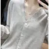Ladies Spring And Autumn New V-Neck Cashmere cardigan Sweater women Comfortable Fashion Long-Sleeved Knitted Cardigan Top