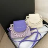 Summer Color Contrast 2023 New Fashion Network Red and Fashionable One Shoulder Trend Crossbody Bag Chain Small Square Bag - Image 2