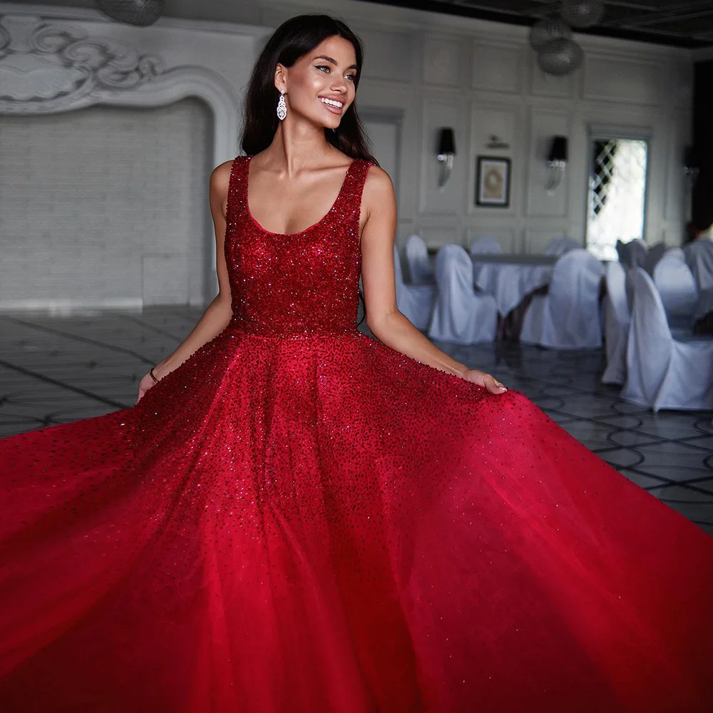 Sharon Said Sparkly Crystal Burgundy Ball Gown Evening Dresses Luxury Dubai Gold Formal Party Dress for Women Wedding Prom