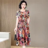 Summer Elegant Dresses for Women 2023 Casual Short Sleeve Vintage Print Ladies Floral Dresses Korean Style Summer Clothes - Image 2