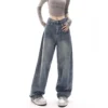 Korean Fashion Y2k Retro Wide Leg High Waist Straight Streetwear Style Blue Jeans Pants Women'S Baggy Denim Trouser Lady Clothes - Image 3