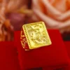 Gold shop with 999 gold ring men's fortune adjustable 5D real gold ring smooth sailing domineering male ring - Image 6