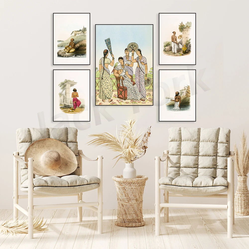 Hindu Art Print - India Religious Painting Gift - Vintage Poster - Antique Old Picture - Retro Wall Canvas Decor