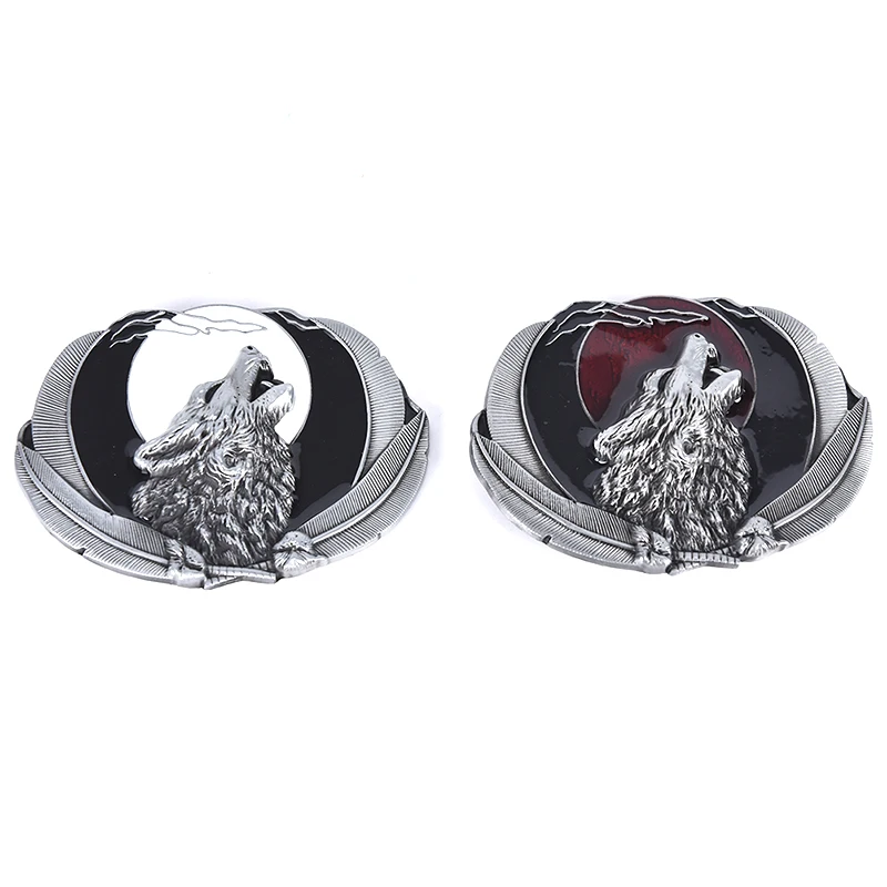 Western Wolf Moon Men's Belt Buckle Leisure no Belt Vintage Cowboy Buckle Accessories Buckle