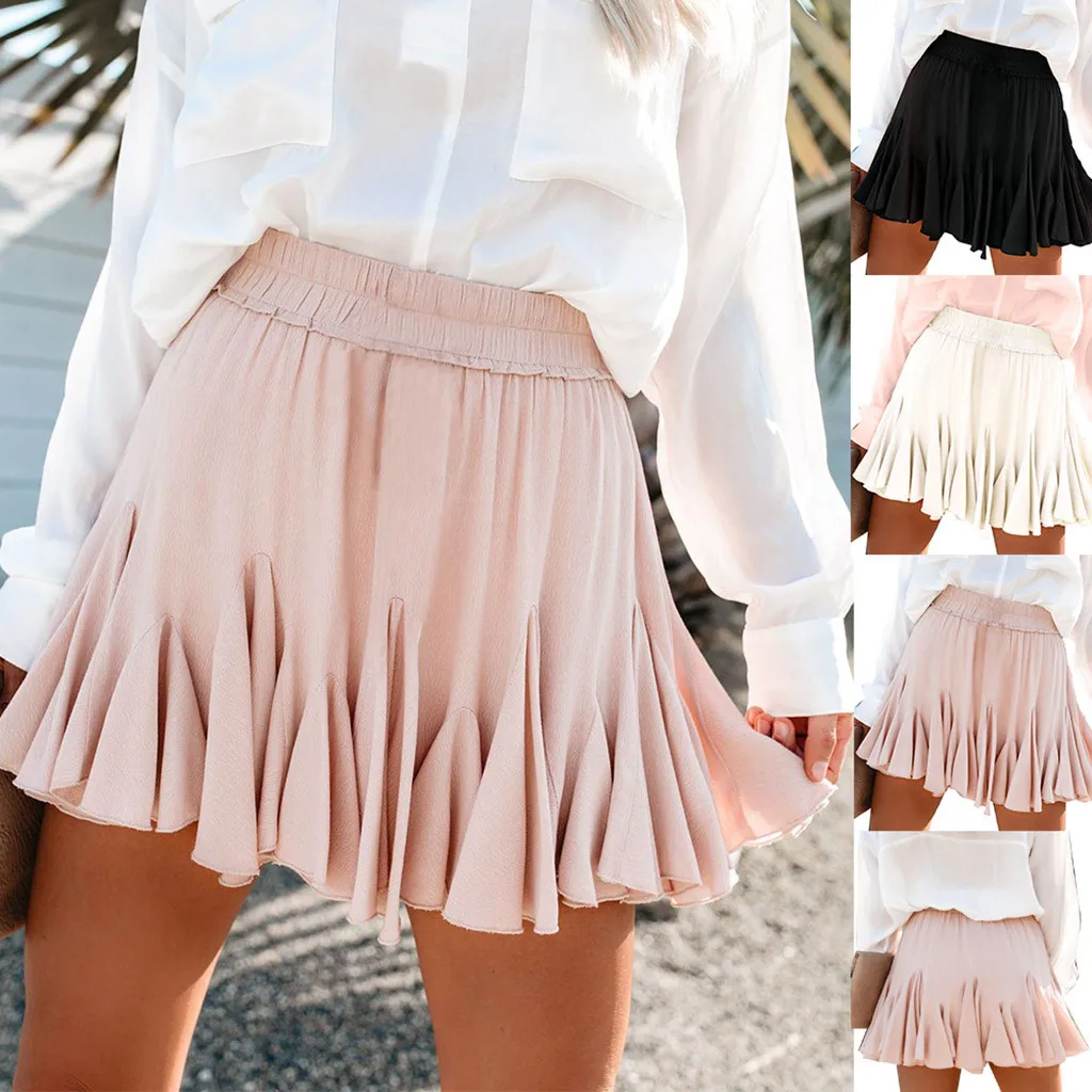 White Black Chiffon Summer Shorts Skirt Elegant Women Fashion Korean High Waist Tutu Pleated Mini Sun School Skirt Female