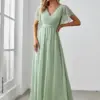 Elegant Evening dresses Long A LINE Short Sleeve V-Neck Chiffon Floor-Length Gown 2024 ever pretty of Simple Prom Women Dress