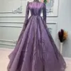 Purple A Line Muslim Evening Dresses Long Sleeve Prom Dresses 2024 Luxury Elegant Dresses Turkey Wedding Party Gowns robe de bal