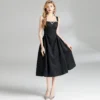 Diamonds Spaghetti Strap Midi Jacquard Dresses for Women Designer Elegant Backless Sexy Prom Party Evening Gown Sleeveless Dress - Image 2
