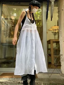 Summer Y2K Dress for Wome Sexy Sling Robe Femme 2024 Vestidos De Mujer Loose Long Robe Korean Fashion See Through White Dresses - Image 6