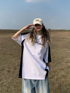 ADAgirl Patchwork Baseball T Shirt Women Hip Hop Sport Short Sleeve Tees Korean Kpop Drop Sleeves for Aesthetic Clothing Tops - Image 4