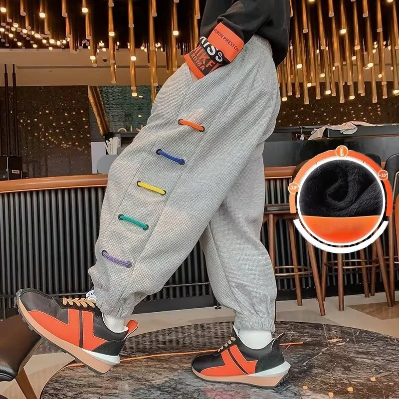 Children's Plush Pants Sports Pants Cool And Hygienic Pants Spring And Autumn New Casual Pants Trend For Older Children 12 Years