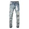 New Fashion Purple jeans man with distressed hole patches Fashion Repair Low Rise Skinny Denim pants 28-40 size - Image 3
