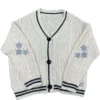 Deeptown Vintage Beige Swift Knit Sweater Women Y2K College Taylor Oversize Star Embroidery Cardigan Folklore Knitted Jumper - Image 6