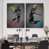Glowing Poster Basketball Player Painting Canvas Art Neon Style Abstract Pop Wall Art Pictures Prints For Bar Home Decor - Image 4