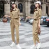 JOEVILU 2PCS Streetwear Tracksuit Cargo Coat Casual Pants 2 Piece Sets Women's Outfits Spring and Autumn Korean Fashion Y2k Suit - Image 3