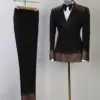 Luxury Tuxedo Wedding Groom Men Suits 2 Pieces Blazer Pants Gold Beadings Crystals Prom Formal Work Wear Plus Size Tailored