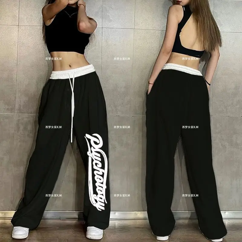 Hip Hop Women Casual Dance Sweatpants Spring Autumn Streetwear Fashion Elastic High Waist Loose Cotton Jogging Sports Trousers