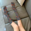 Ladies Silk Calf Socks Japanese Korean Style Velvet Flower Print Casual Stockings Comfortable Sweet Girls Happy Sexy Long Socks - Image 6