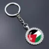 Jordan Keychain Kuwait Keyring Wooden Keyring National Flag Cabochon Glass Small Pendant Multiple Keychains - Image 4