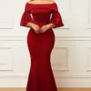 2023 Summer Dresses for Women Fashion Solid Off Shoulder Ruffle Sleeve Evening Dress Vestidos De Mujer Elegant Maxi Robe Female
