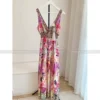 Silk Printed Sleeveless V-neck Slim Dress 2024 Summer Beach Temperament Holiday Mulberry Silk Long Dresses - Image 6