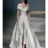 Women Jumpsuit With Long Train White Evening Dresses Off Shoulder Sweep Train Elegant Prom Party Zuhair Murad Gowns