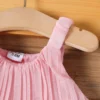 PatPat Baby Girl Pink Lettuce Trim Layered Pleated Dress - Image 4