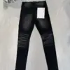 2024 Purple ROCA Brand Jeans Fashion high quality High Street Black Hole Repair Low Rise Skinny Denim pants 28-40 size