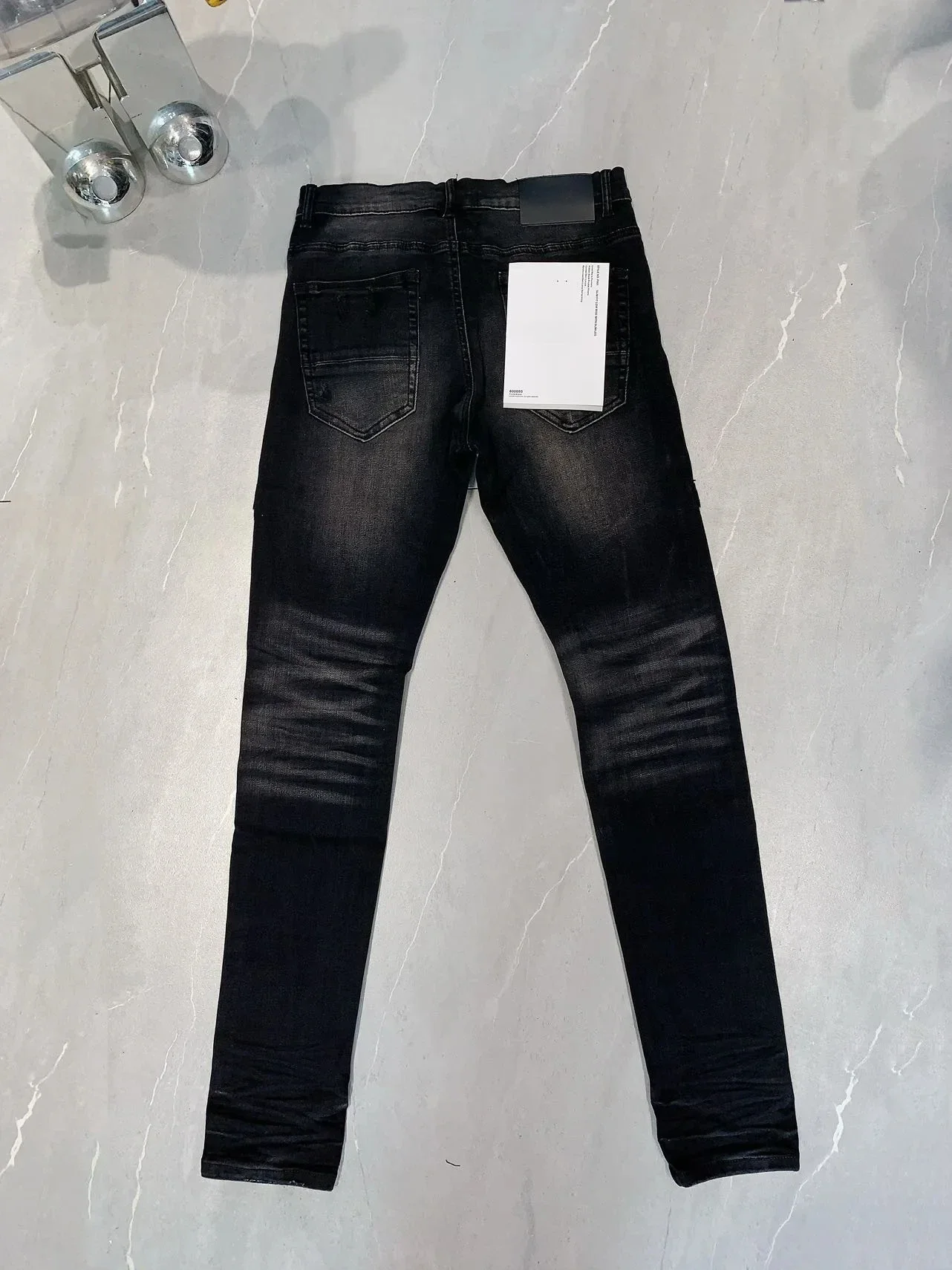 2024 Purple ROCA Brand Jeans Fashion high quality High Street Black Hole Repair Low Rise Skinny Denim pants 28-40 size