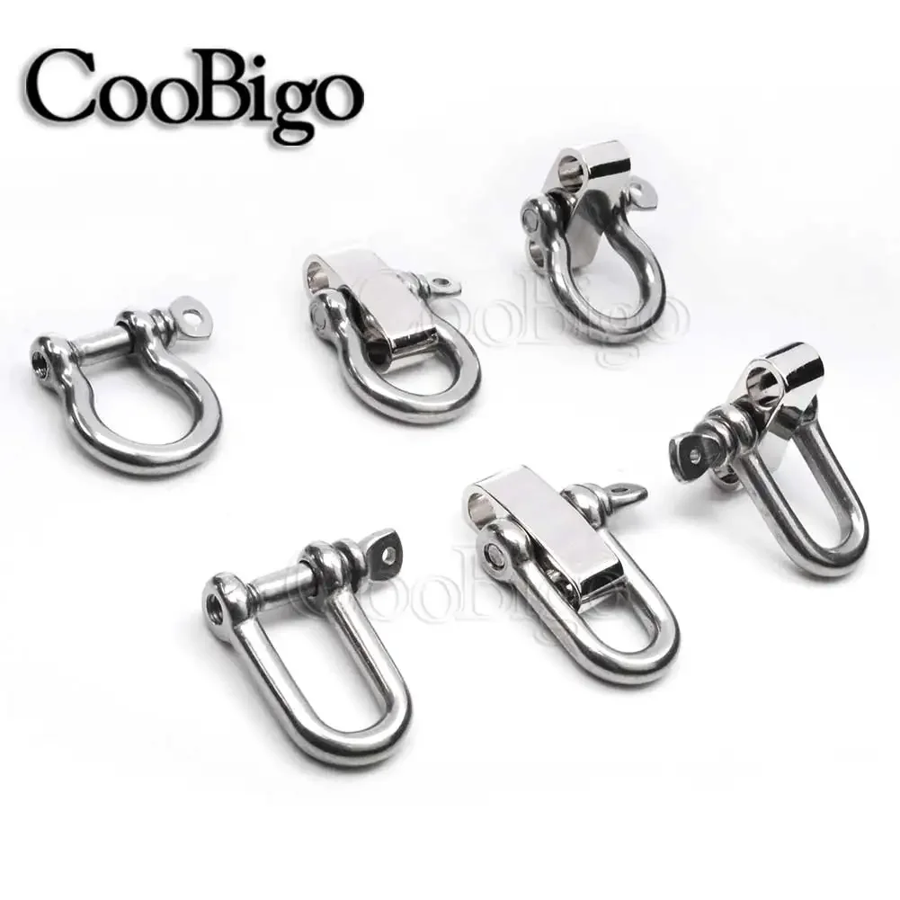 Silver D Bow Shackle Buckle Fastener Clasp for Paracord Bracelet Gift DIY Craft Accessories Stainless Steel Adjustable 2pcs