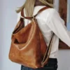 Women's Fashion New Retro Bag with Oil and Wax Leather knapsack Large Capacity Soft Leather Soft Collapse Wind Crossbody Bag - Image 2