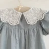 deer jonmi 2024 New Summer Baby Girls Princess Dresses Short Sleeve Korean Style Lace Collar Toddlers Kids Cotton Cute Dress - Image 2