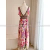 Silk Printed Sleeveless V-neck Slim Dress 2024 Summer Beach Temperament Holiday Mulberry Silk Long Dresses - Image 5