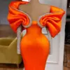 Two Designs 2022 Robes Orange Gorgeous Elegant Mermaid Evening Dresses Long Sleeves Sequins Beaded Women Party Pageant Gowns