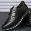 Men Sneakers Shoes Fashion Brand Classic Lace-Up Casual Loafers Pu Leather Shoes Black Breathable Business Men Shoes Big Size - Image 2