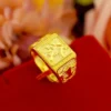 Gold shop with 999 gold ring men's fortune adjustable 5D real gold ring smooth sailing domineering male ring - Image 2