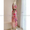 Silk Printed Sleeveless V-neck Slim Dress 2024 Summer Beach Temperament Holiday Mulberry Silk Long Dresses - Image 4