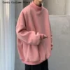 Pullover Oversize Hoodies Solid Color Fleece Hoodie Men Korean Fashion Casual Stand-up Collar Sweatshirt Men Streetwear Hip-hop - Image 6