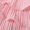 PatPat Baby Girl Pink Lettuce Trim Layered Pleated Dress - Image 5