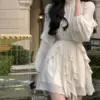 Beach Style Chiffon Y2k Mini Dress Office Lady Casual Long Sleeve Elegant One Piece Dress Korean Fashion Clothing Summer 2023