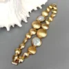 Y·YING 2 Strands Freshwater Cultured White Coin Pearl Gold Plated Brushed Bead Bead Bracelet Women Wedding Jewelry - Image 3