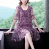 2024 Embroidery Mesh Hollow Out Sexy Midi Dress Women Boho Elegant Bodycon Casual Dress Summer Fashion Light Beach Sundress - Image 2