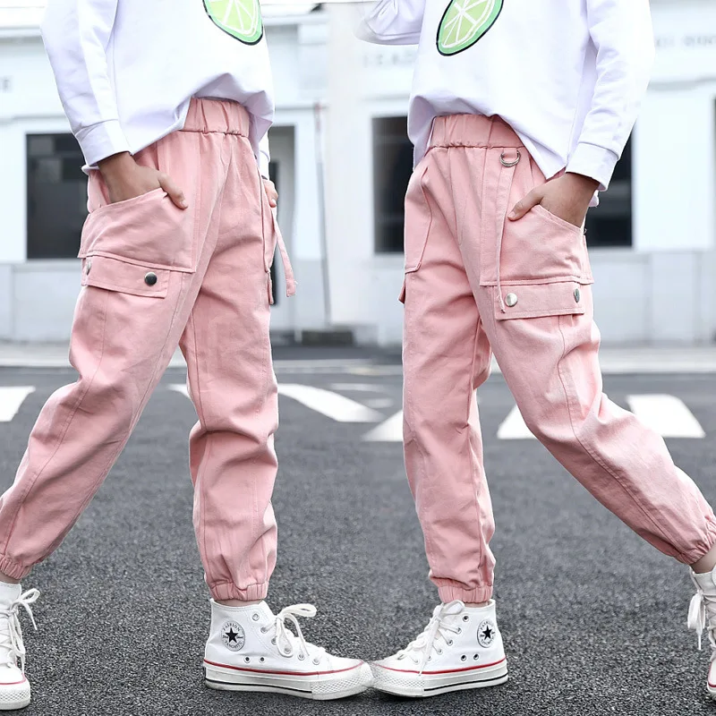 Girls Sport Pants Solid Color Cargo Pants For Girls Boys Autumn Winter Children Pants Teenage Girls Clothes 4 5 6 8 10 12 Years