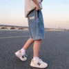 Boys Summer Shorts New Casual Solid Color Cotton Thin Denim Fabric Children Short Jeans Clothing for Kids 4 5 7 9 11 13 14 Years - Image 5