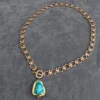 Y.YING Gold Plated Chain Chokers Necklace Blue Turquoise Pendant Designer Gems Jewelry - Image 5