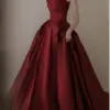 Strapless Elegant Satin Simple Evening Dresses Niche 2024 New Wedding Party Dress Temperament Pleated Luxury Robe Women Vestidos