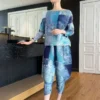 ALSEY Miyake Loose High Printing Two Piece Set Fall Spring Summer New Pleated Plus size Korean long sleeve top Simple Trousers - Image 3