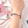 8mm Natural Stone Pink Beads Handmade Wrap Stainless Steel Heart Love Charm Taylor Swift Fans Bracelet Jewelry for Music Concert - Image 3